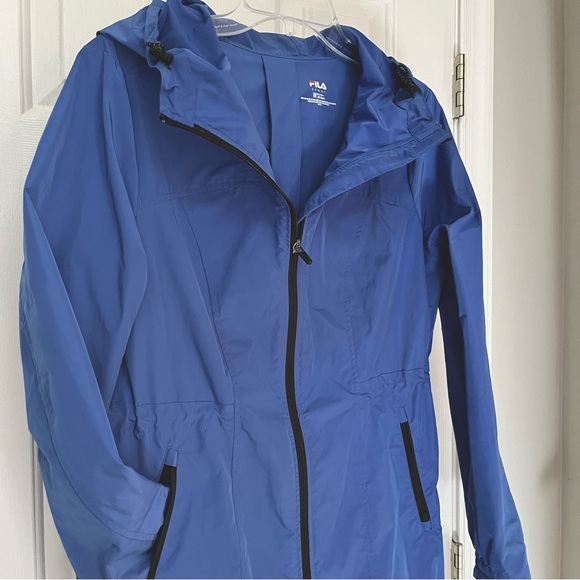Fila Sport Jacket Windbreaker Rain With Hood Blue Size M - Picture 2 of 13